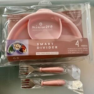 NWT - Miniware Smart Divider Cotton Candy + 2 stainless steel forks